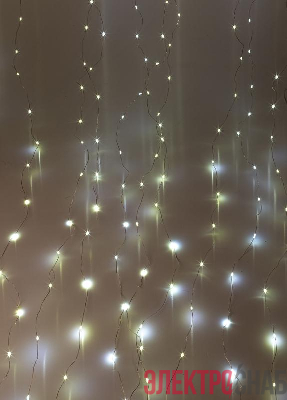 Гирлянда светодиодная &amp;amp;quot;Дождь&amp;amp;quot; 3х2м 240LED бел. 220В 8 режимов 1.5мм провод прозр. КОСМОС KOC_CUR-V107