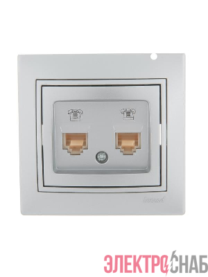 Розетка телефонная 2-м СП Mira RJ11 сер. метал. LEZARD 701-1010-138