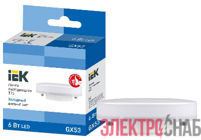 Лампа светодиодная T75 таблетка 6Вт 230В 6500К GX53 IEK LLE-T80-6-230-65-GX53