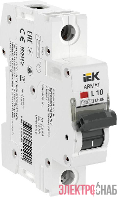 Выключатель автоматический модульный 1п L 10А M10N ARMAT IEK AR-M10N-1-L010