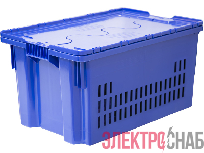 Ящик 600х400х300 мороз. дно сплошное, стенки перф, Safe PRO   синий с синей крышкой 602-1 SP м 602-1 SP м