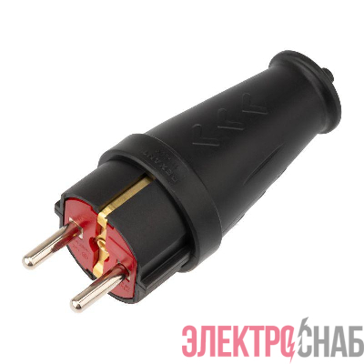 Вилка прямая влагозащ. 16А IP44 с заземл. COMPACT каучук черн. Rexant 111-200
