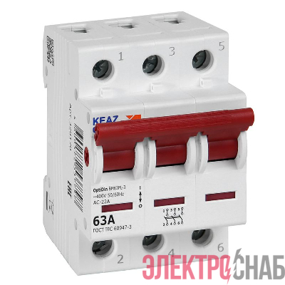 Выключатель нагрузки модульный 3п 63А OptiDin BM63PL-363-УХЛ3 (ВМ63PL) КЭАЗ 328170