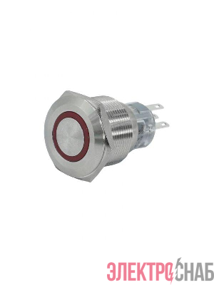 Выключатель кнопочный GQ22-L-11E/R/220V/S 1НО+1НЗ цилиндр с подсветкой 220В AC/DC d22мм IP65 метал. красн. Электротехник ET020094