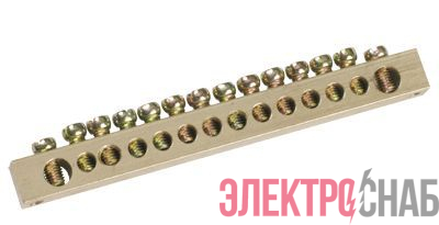 Шина PEN &quot;земля-ноль&quot; 6х9мм 14/2 (14групп/крепеж по краям) IEK YNN11-14-100