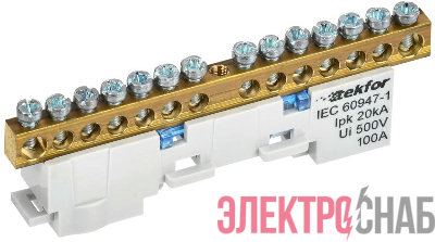 Шина TEKFOR N &amp;quot;ноль&amp;quot; неизол. на универс. держ. 6х9-14-С IEK TF-NN10-14-DL-K07