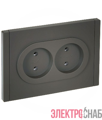 Розетка 2-м СП FORTE&PIANO FP326 10А без заземл. без защ. шторок безвинт. крепл. сер. IEK FP-R20-10-1-K03