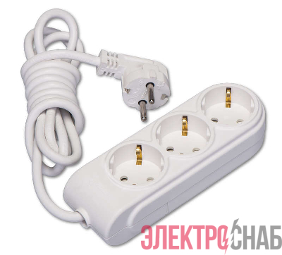 Удлинитель 3х3м с заземл. 16А IP20 ПВС 3х1.5 защ. шторки Makel N3210044