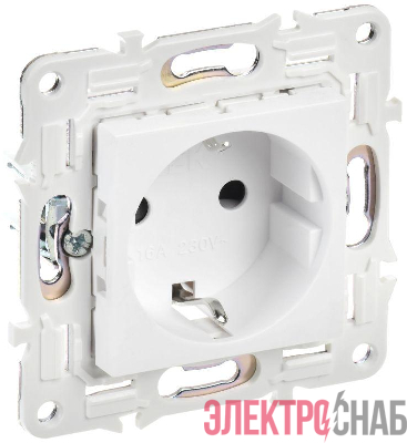 Розетка SKANDY 16А с заземл. защ. шторки безвинт. крепл. SK-R06W арктич. бел. IEK SK-R14-16-1-K01