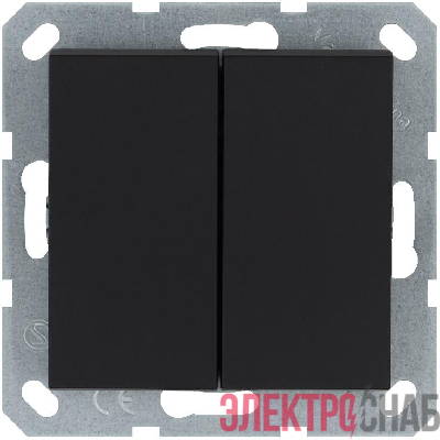 Кнопка 2-кл. 10А IP20 с переключающим контактом механизм черн. матов. soft touch Jasmart G3020PB
