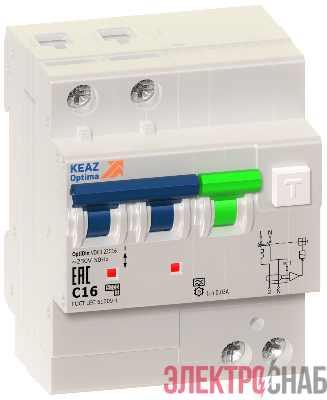 Выключатель автоматический дифференциального тока 2п C 25А 30мА тип A 6кА OptiDin VD63 УХЛ4 КЭАЗ 103455