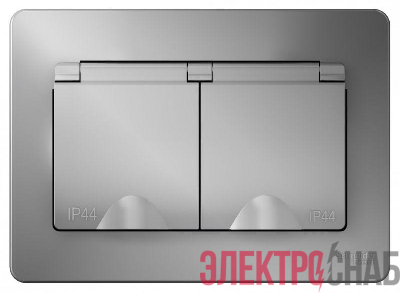 Розетка 2-м СП Blanca 16А IP44 250В с заземл. защ. шторки с крышкой алюм. SE BLNRS441123