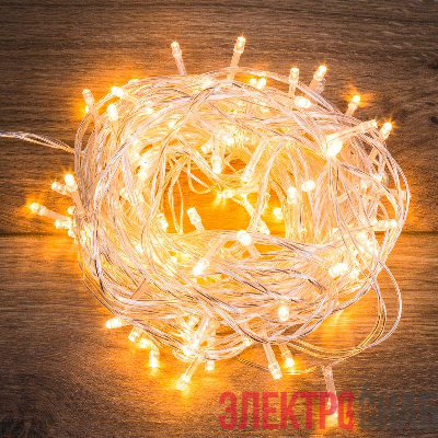 Гирлянда светодиодная "Твинкл Лайт" 15м 120LED тепл. бел. 6.9Вт IP20 провод ПВХ прозр. Neon-Night 303-196