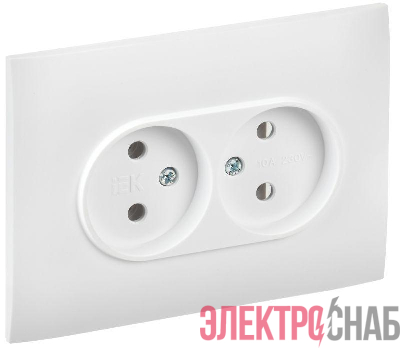 Розетка 2-м SKANDY 10А без заземл. без защ. шторок в сборе SK-R10W арктич. бел. IEK SK-R20-10-K01-F
