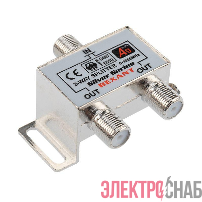 Делитель ТВ "краб" х2+3шт F "BOX" 5-1000 МГц "Silver" Rexant 05-6101