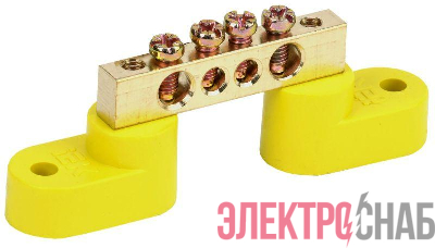 Шина PE &quot;земля&quot; ШНИ-6х9-4-У2-Ж на двух угловых изоляторах IEK YNN10-69-4C2-K05