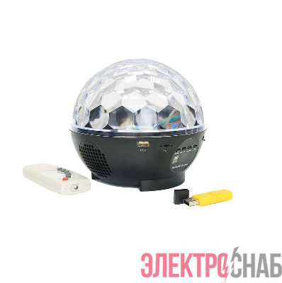 Диско-светильник с MP3 (через bluetooth или флешку) и радио питание от аккумулятора пульт ДУ и флешка Космос KOCNL-EL152
