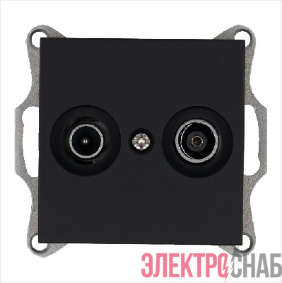 Розетка телевизионная оконечная TV + FM 2-м Ф9.5мм механизм черн. матовый soft touch Jasmart G6204PB