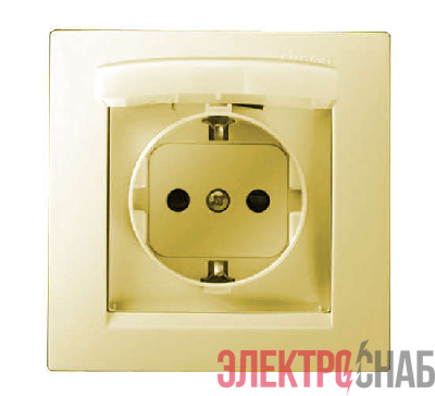 Розетка 1-м СП Simon15 16А IP44 250В с заземл. Schuko защ. шторки с крышкой винт. клеммы сл. кость Simon 1590450-031