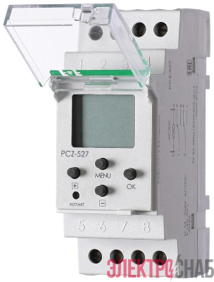 Реле времени астрономическое PCZ-527 2х16А 24-264В AC/DC 2 переключ. контакта IP20 2 канала монтаж на DIN-рейке F&F EA02.002.006