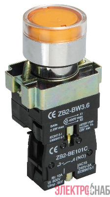 Кнопка LAY5-BW3561 1НО с подсветкой желт. IEK BBT50-BW-K05