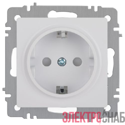 Розетка 1-м СП Accent 6-206-01 16А IP20 250В 2P+E Schuko защ. шторки AL/CU бел. Intro Б0063506