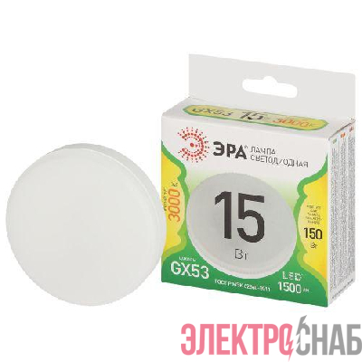 Лампа светодиодная GREEN LINE GX-15W-830-GX53 GL 15Вт таблетка 3000К свет тепл. GX53 Эра Б0067057