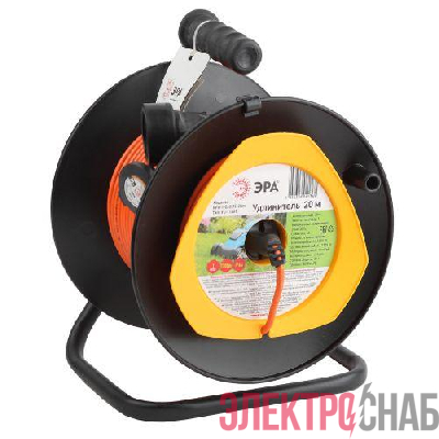 Удлинитель на пластик. катушке 1х20м без заземл. 6А IP44 RPx-1-2х0.75-20m ПВС 2х0.75 Эра Б0043042