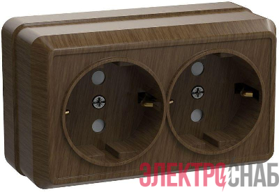 Розетка 2-м ОП Октава РС22-3-ОД 16А IP20 с заземл. дуб GENERICA ERO21-K04-16-DC