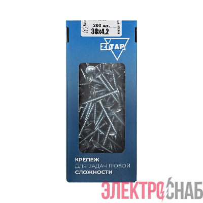 Саморез усиленный для тонкого метал. листа 4.2х38 (коробка) (уп.200шт) Tech-Krep PRO/Zitar 102143