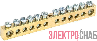 Шина PEN "земля-ноль" 8х12мм 12/1 (12групп/крепеж по центру) IEK YNN20-12-100