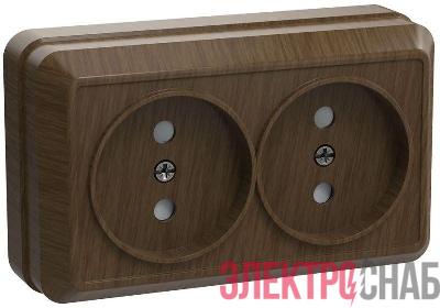 Розетка 2-м ОП Октава 10А IP20 без заземл. дуб GENERICA ERO20-K04-10-DC