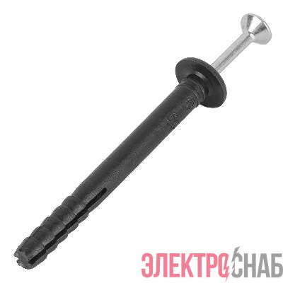 Дюбель-гвоздь 6х40мм грибовидный бортик полипропилен черн. (уп.100шт) Kranz KR-01-3621-010