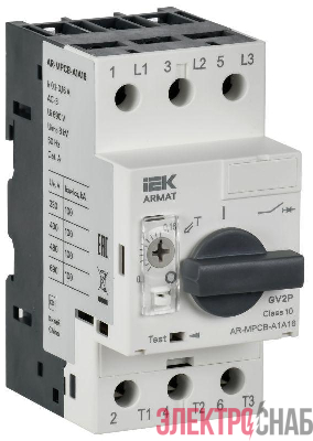 Выключатель автоматический защиты двигателя A1 GV2P 0.1-0.16А ARMAT IEK AR-MPCB-A1A16