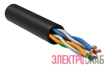 Кабель витая пара U/UTP кат.5E 4х2х24AWG solid LSZH черн. (305м) (м) ITK LC3-C5E04-129