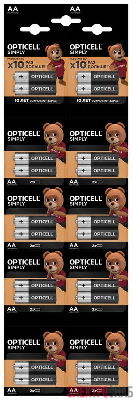 Элемент питания алкалиновый AA/LR6 отрывной набор hsdc (блист. 2штх10) (уп.20шт) Opticell 5050001/6050001