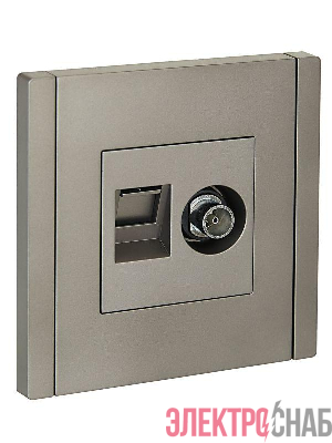 Розетка 2-м TV+RJ45 кат.6 FORTE&PIANO FP537 сталь IEK FP-AK20-2-K46