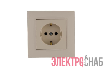 Розетка 1-м Karea RIZZ с заземл. керамика крем Makel 88010008