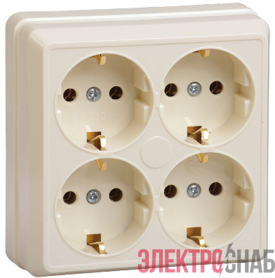 Розетка 4-м ОП Октава РС24-3-ОК 16А IP20 с заземл. крем. GENERICA ERO41-K33-16-DC