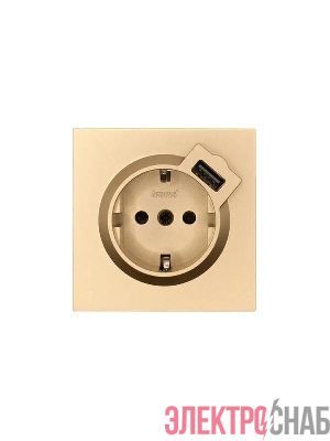 Розетка 1-мест. с/з+USB разъем СП ZIMA IP20 зол. LEZARD 704-3688-181