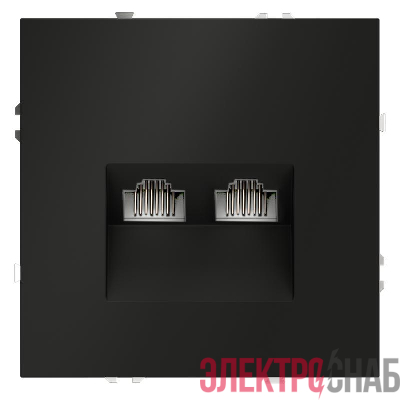 Розетка компьютерная 2-м СП S70 RJ45 + RJ45 кат.6 механизм черн. матов. Voltum VLS060208