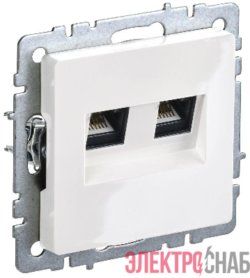 Розетка двойная СП RJ11+RJ45 кат.5E BRITE РК/Т12-БрБ механизм бел. IEK BR-KT20-O-1-K01