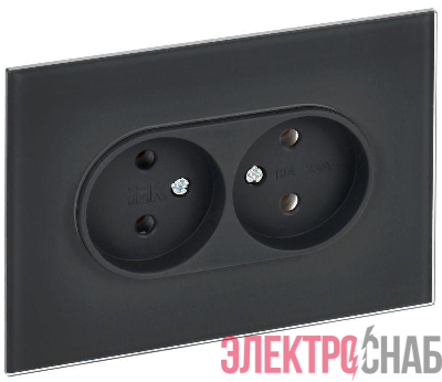 Розетка 2-м SKANDY 10А без заземл. без защ. шторок для плоской вилки SK-R03G графит IEK SK-R20-10-K53