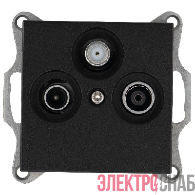 Розетка телевизионная проходная TV + FM + SAT 3-м Ф9.5мм механизм антрацит Jasmart G6207B