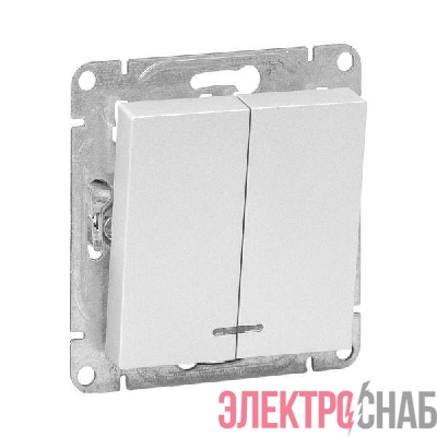 Выключатель 2-кл. СП Эпика с подсветкой механизм алюм. EKF UP1-SWA-24