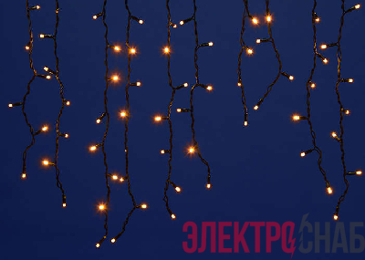 Гирлянда "Бахрома" светодиодная ULD-B3010-200/TBK WARM WHITE IP67 с эффектом мерцания Uniel UL-00003934