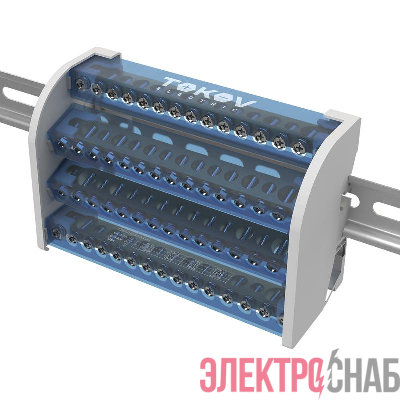Шина на DIN-рейку в корпусе (кросс-модуль) 4 группы по 15 отверстий 125А TOKOV ELECTRIC TKE-DBTB-125-4-15/3L+PEN