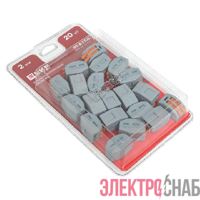 Клемма строительно-монтажная СМК 222-412 с рычагом 2 отверстия (блист.20шт) PROxima EKF plc-smk-412b-20