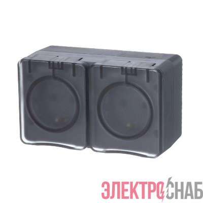 Розетка 2-м ОП AtlasDesign PROFI 16А IP54 заземл. защ. шторки антрацит SE ATN544026