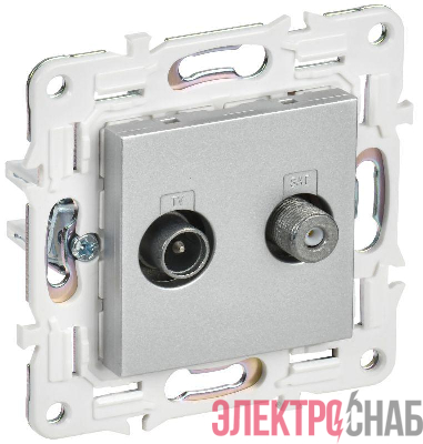 Розетка двойная TV+SAT SKANDY SK-A13S серебр. IEK SK-AF20-O-K23